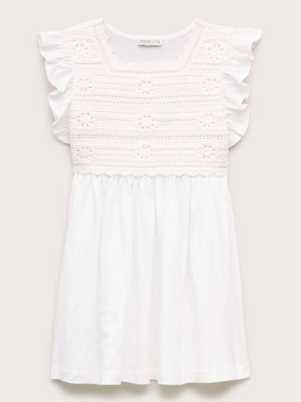 Crewcuts White Ruffle-Sleeve Knit Dress